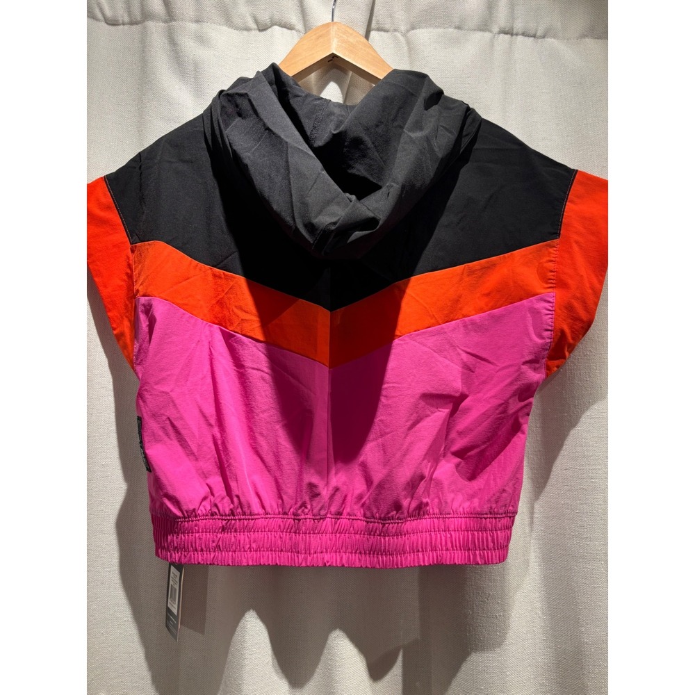 Zumba Half-Zip Pullover Hooded Crop Top Pink Orange Black Medium New - Picture 2 of 6